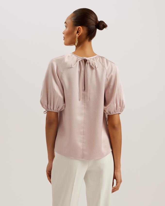 Hauts Ted Baker Gathered Puff Sleeve Satin Rose Femme | CIA-98083961